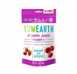 Леденцы на палочке Витамин C со вкусом клубники, малины, вишни YumEarth (85 г)