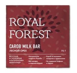 Шоколад Carob Milk Bar (лесной орех) Royal Forest (75 г)